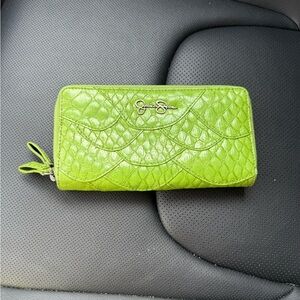 Jessica Simpson Lime Green Embossed Wallet GUC